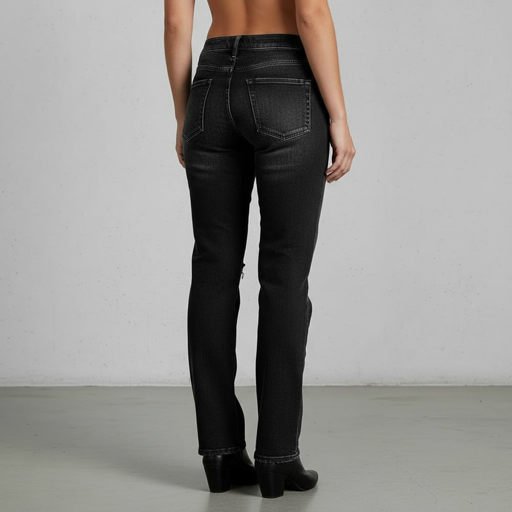 Lässige Damen Stretch Jeans | High Waist | Straight Fit
