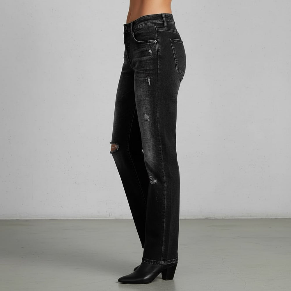 Lässige Damen Stretch Jeans | High Waist | Straight Fit