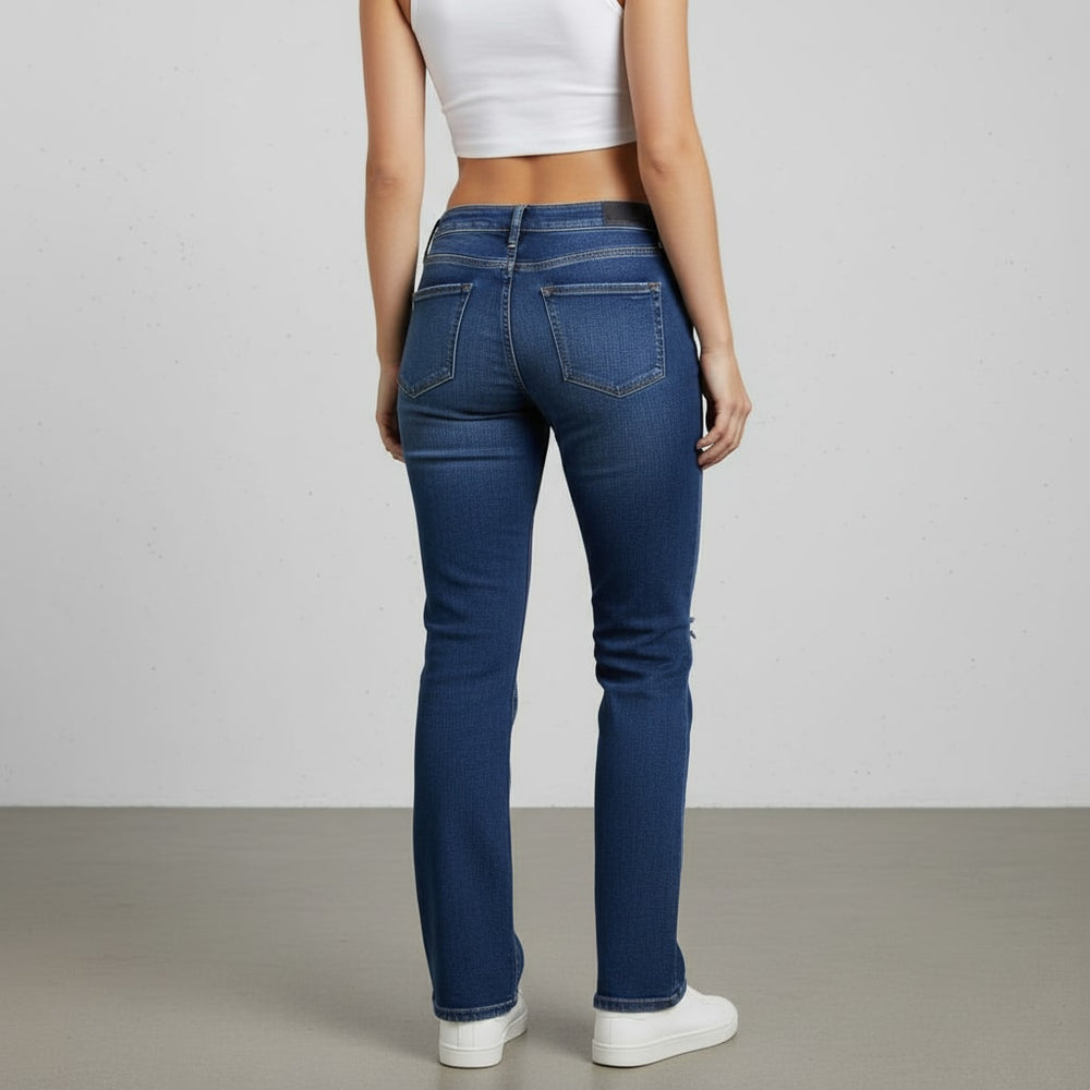 Lässige Damen Stretch Jeans | High Waist | Straight Fit