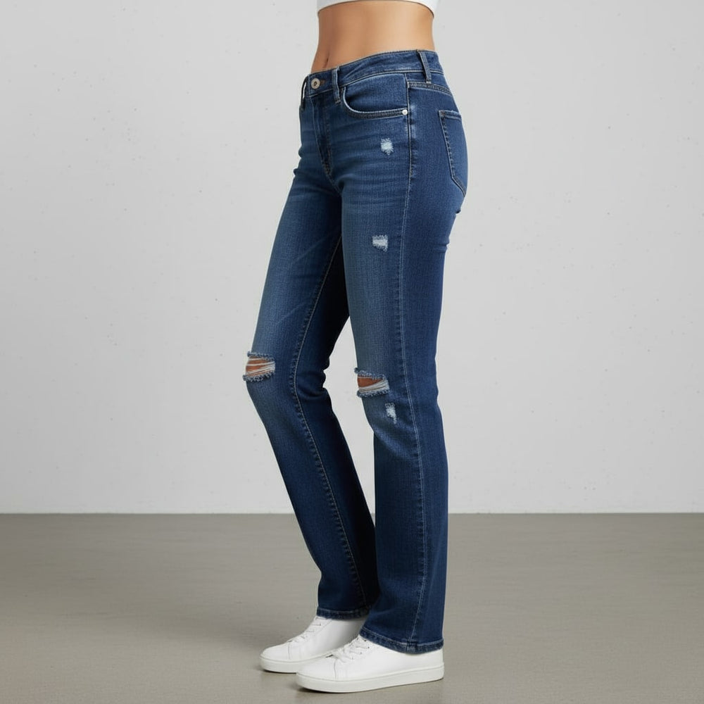 Lässige Damen Stretch Jeans | High Waist | Straight Fit