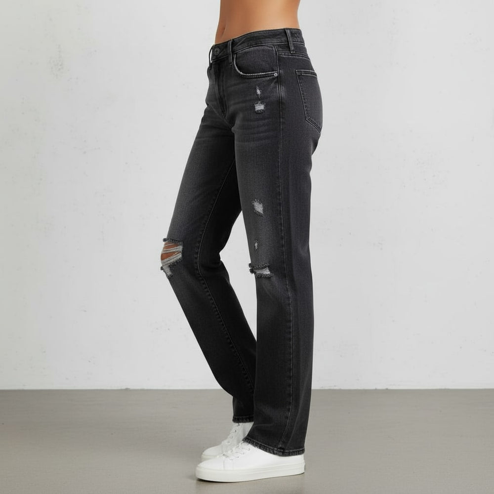 Lässige Damen Stretch Jeans | High Waist | Straight Fit