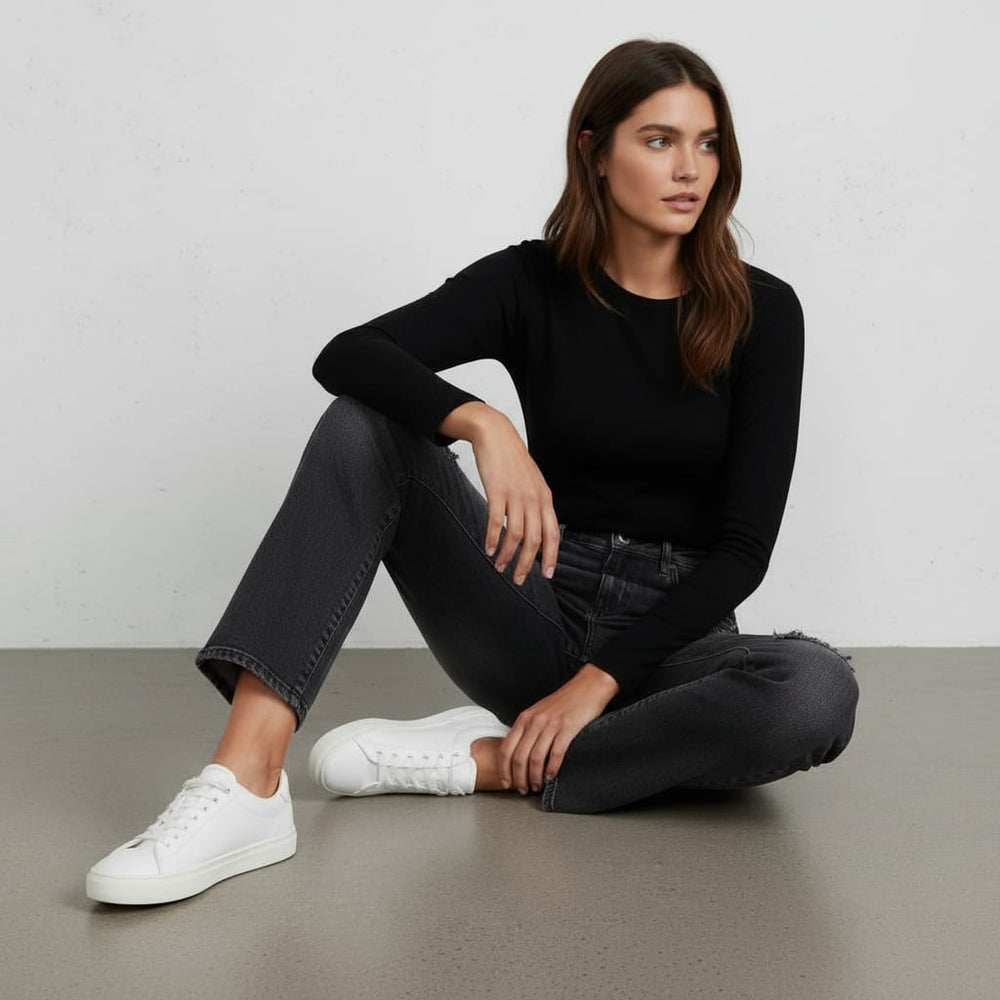 Lässige Damen Stretch Jeans | High Waist | Straight Fit