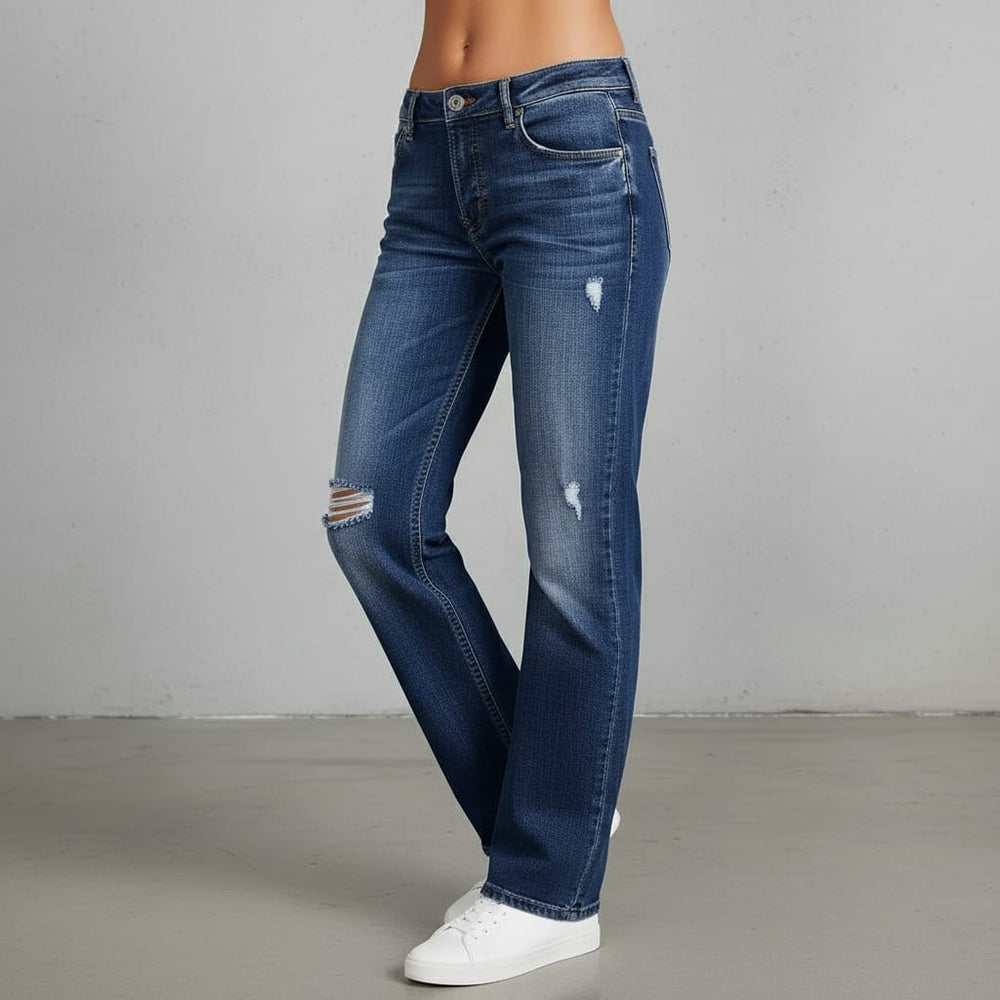 Lässige Damen Stretch Jeans | High Waist | Straight Fit