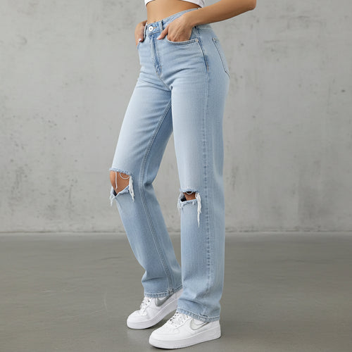 Damen Straight Jeans | Locker, Destroyed & Stretch