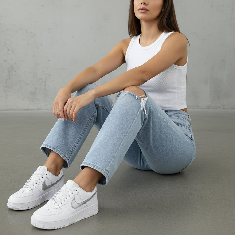 Damen Straight Jeans | Locker, Destroyed & Stretch