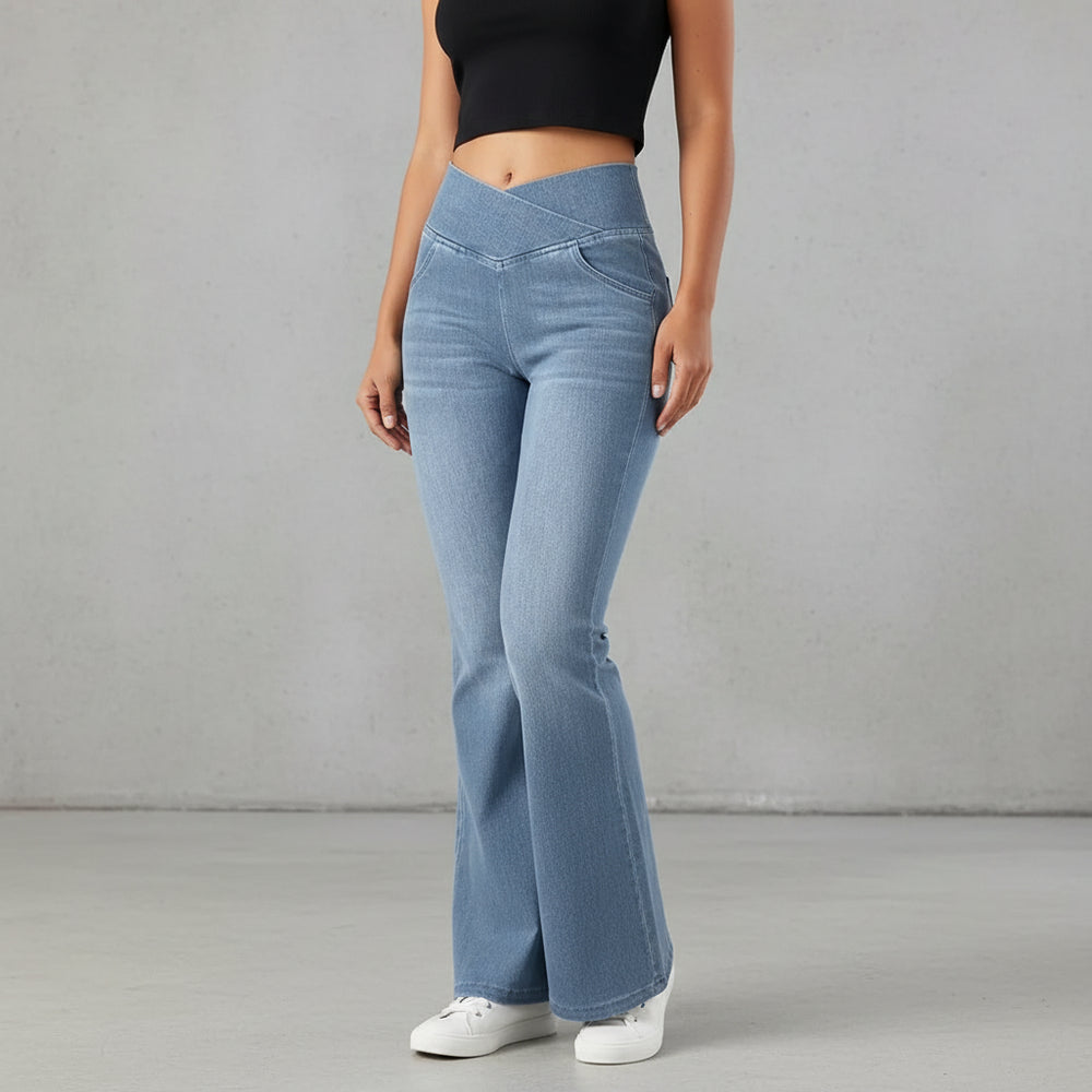 High Waist Damen Jeans mit Schlag | Stretch