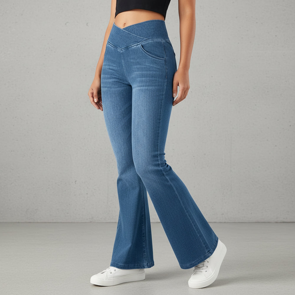 High Waist Damen Jeans mit Schlag | Stretch