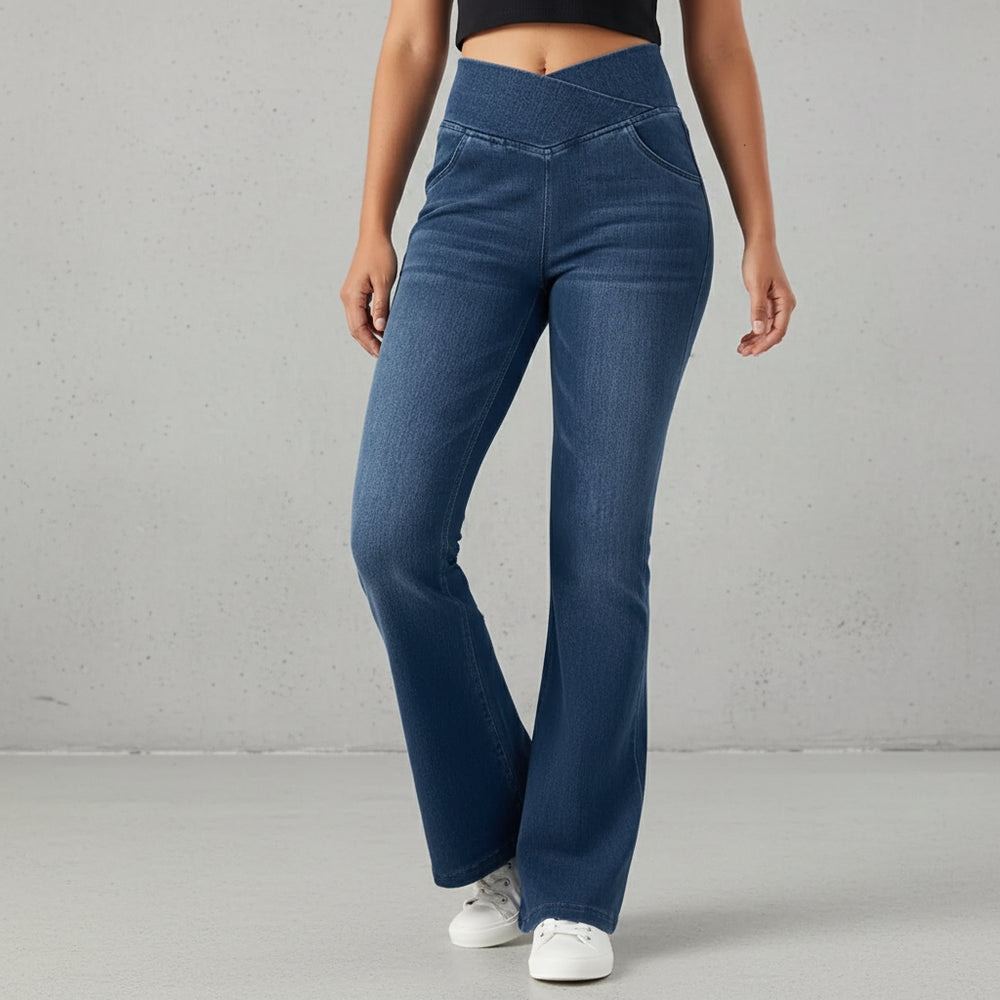 High Waist Damen Jeans mit Schlag | Stretch