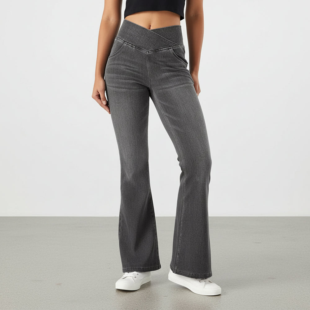 High Waist Damen Jeans mit Schlag | Stretch