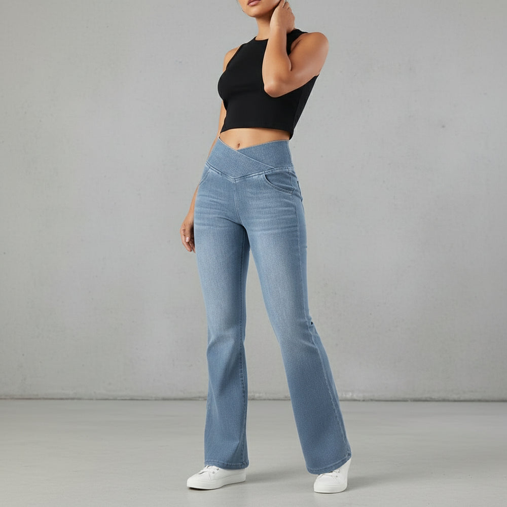 High Waist Damen Jeans mit Schlag | Stretch
