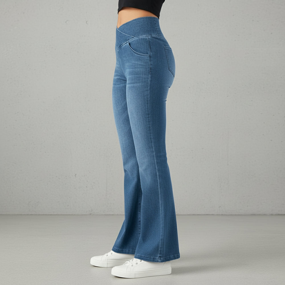 High Waist Damen Jeans mit Schlag | Stretch