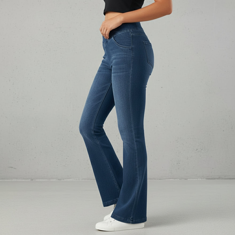 High Waist Damen Jeans mit Schlag | Stretch