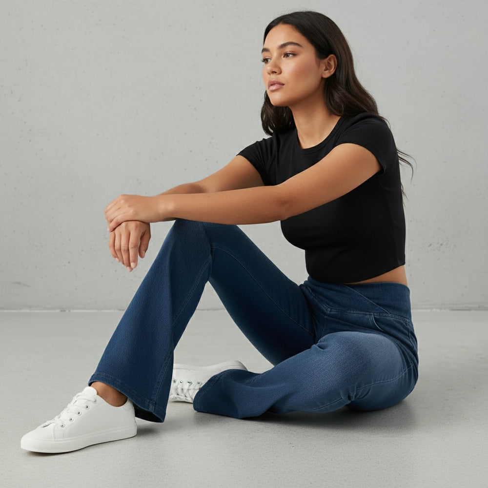 High Waist Damen Jeans mit Schlag | Stretch