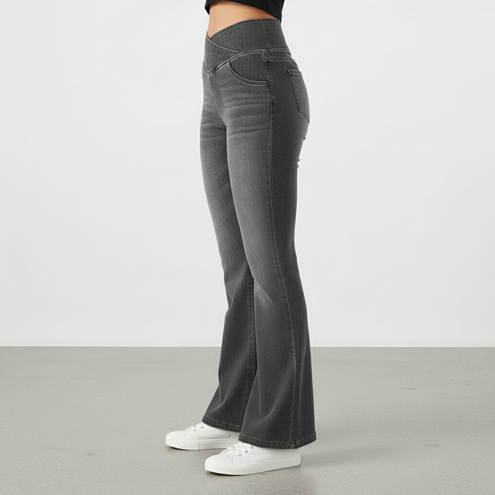 High Waist Damen Jeans mit Schlag | Stretch