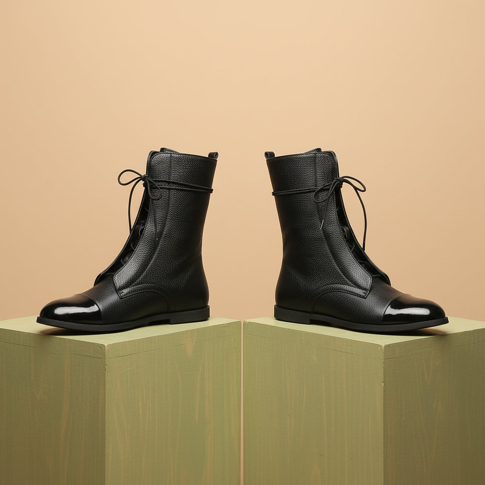 Damen Leder Schnürstiefeletten | Warm | Bequem