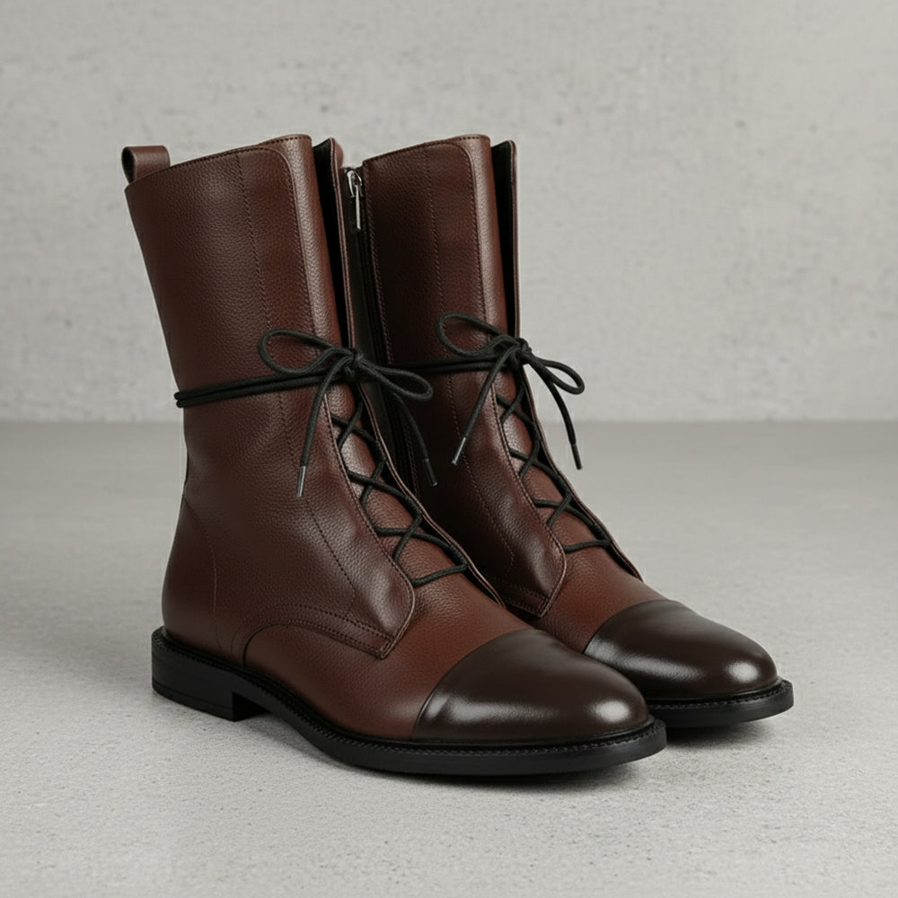 Damen Leder Schnürstiefeletten | Warm | Bequem
