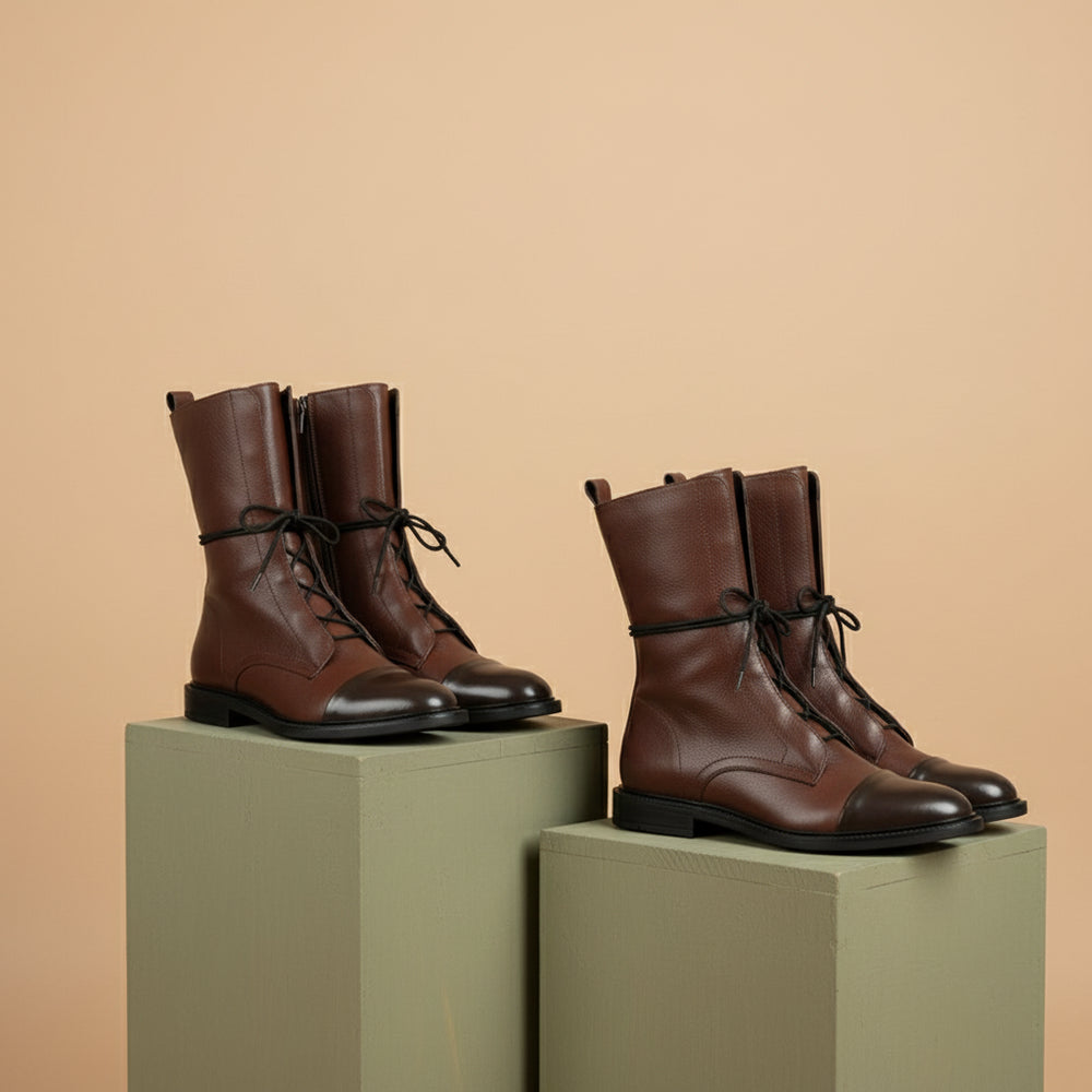 Damen Leder Schnürstiefeletten | Warm | Bequem