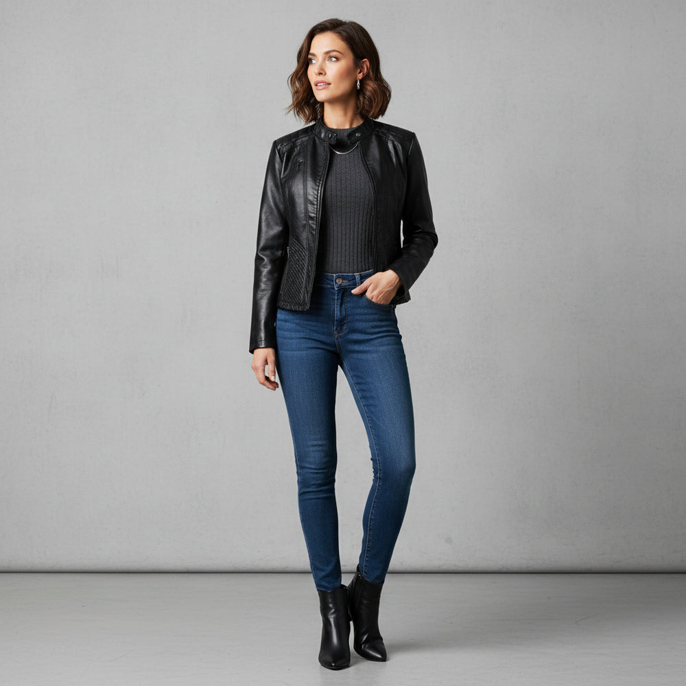 Damen Lederjacke Slim Fit | Herbst