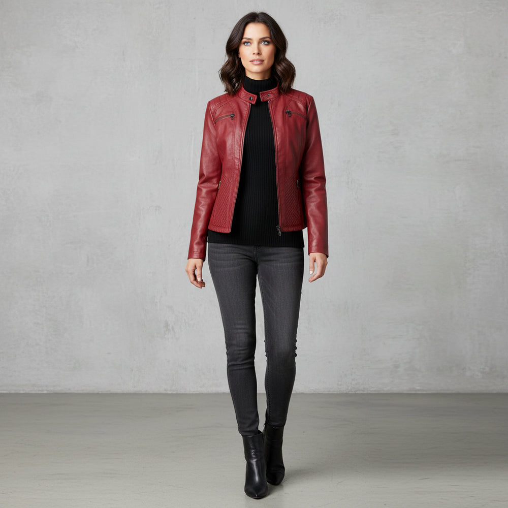 Damen Lederjacke Slim Fit | Herbst