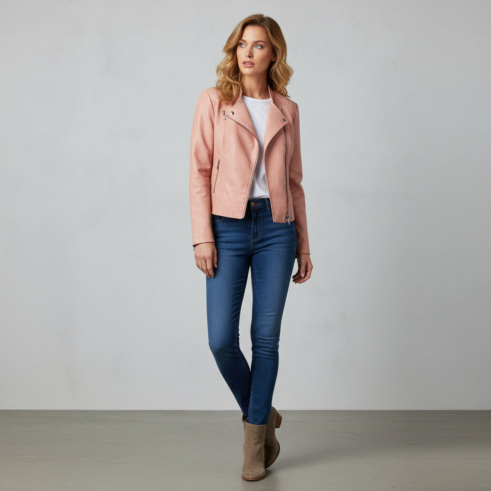 Damen Lederjacke Slim Fit | Herbst