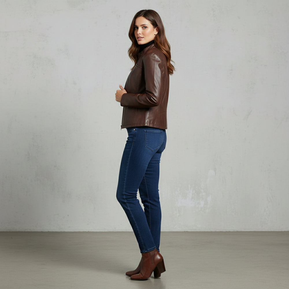 Damen Lederjacke Slim Fit | Herbst