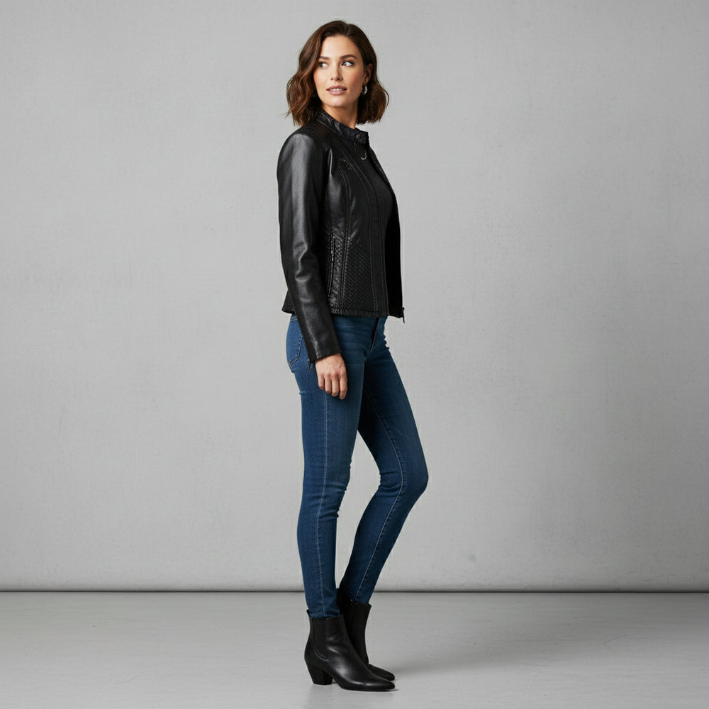 Damen Lederjacke Slim Fit | Herbst