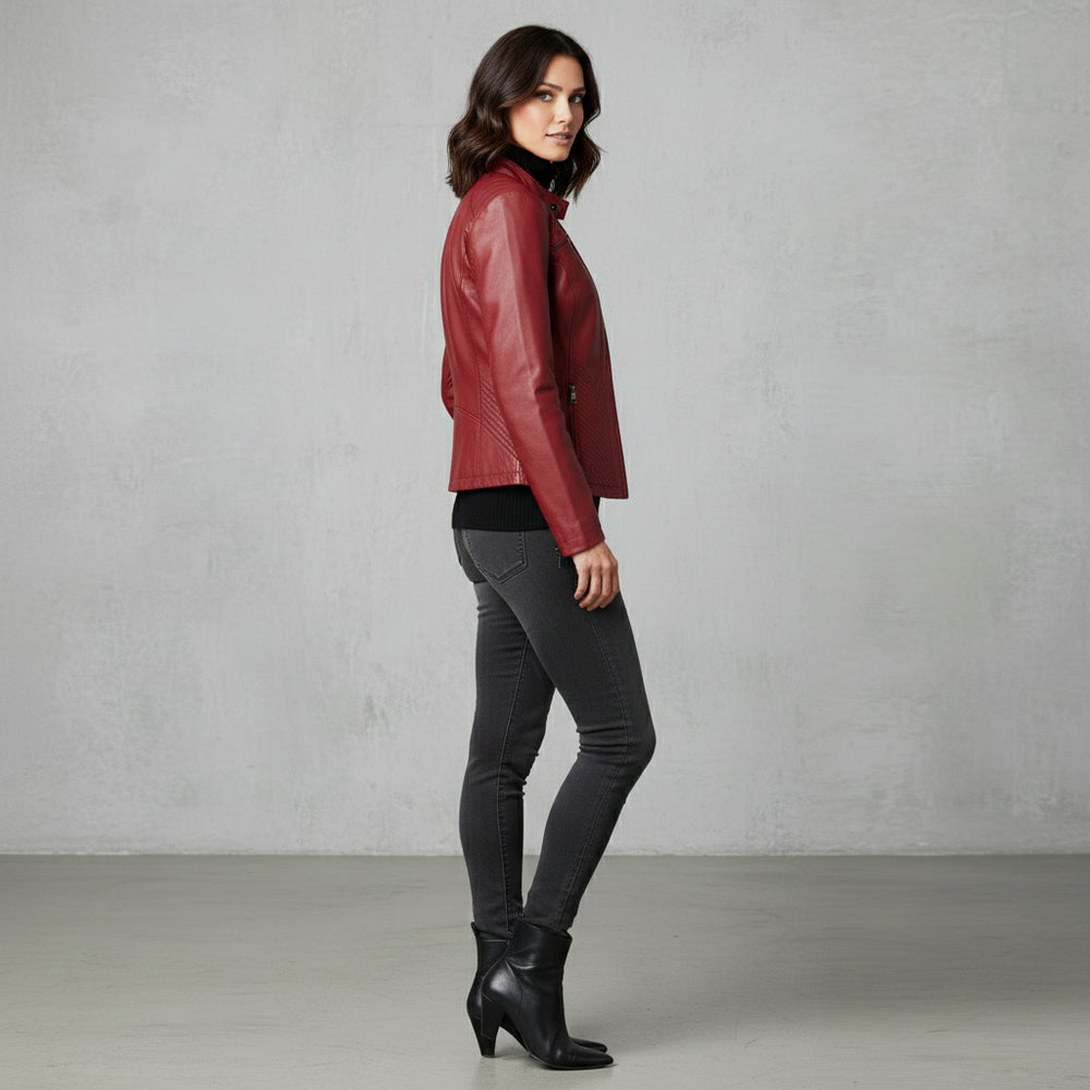 Damen Lederjacke Slim Fit | Herbst