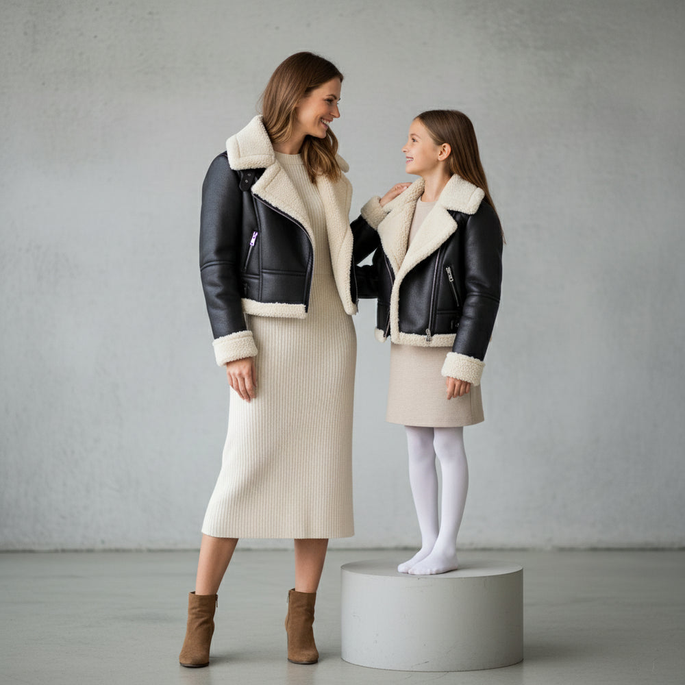 Warme Damen Kurzjacke Lammfell-Optik | Herbst