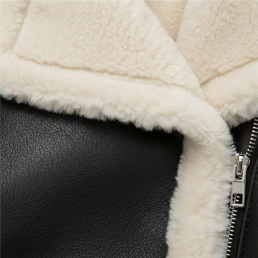 Warme Damen Kurzjacke Lammfell-Optik | Herbst