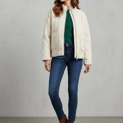 Lässige Damen Steppjacke aus Baumwolle | Herbst | Stehkragen