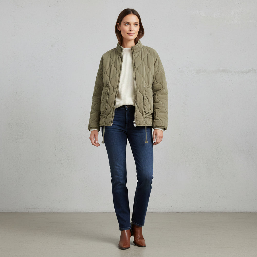 Lässige Damen Steppjacke aus Baumwolle | Herbst | Stehkragen