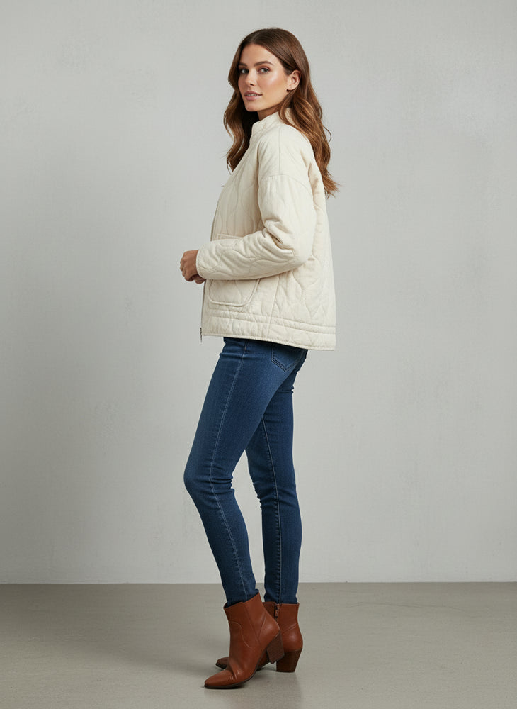 Lässige Damen Steppjacke aus Baumwolle | Herbst | Stehkragen