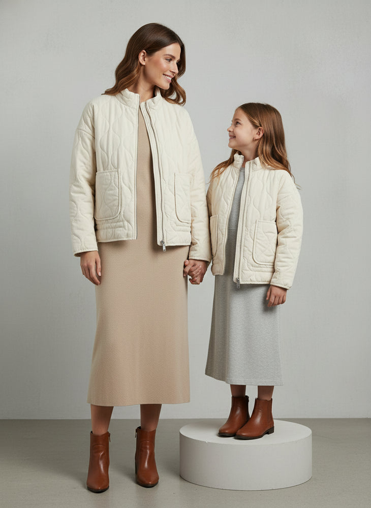 Lässige Damen Steppjacke aus Baumwolle | Herbst | Stehkragen