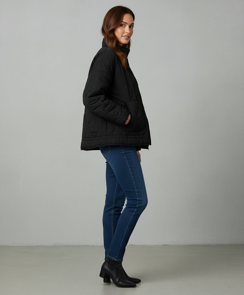 Lässige Damen Steppjacke aus Baumwolle | Herbst | Stehkragen