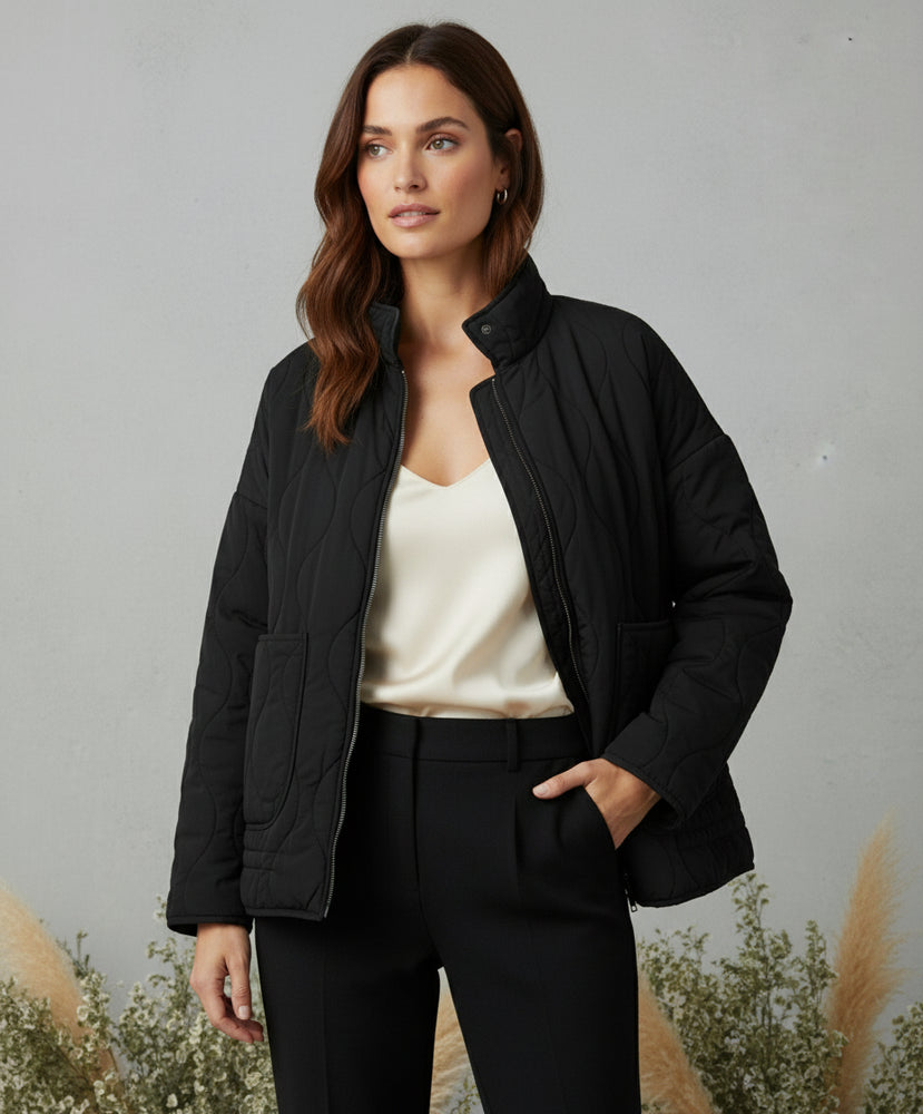 Lässige Damen Steppjacke aus Baumwolle | Herbst | Stehkragen