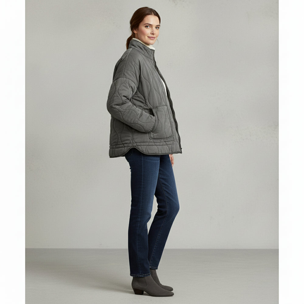 Lässige Damen Steppjacke aus Baumwolle | Herbst | Stehkragen