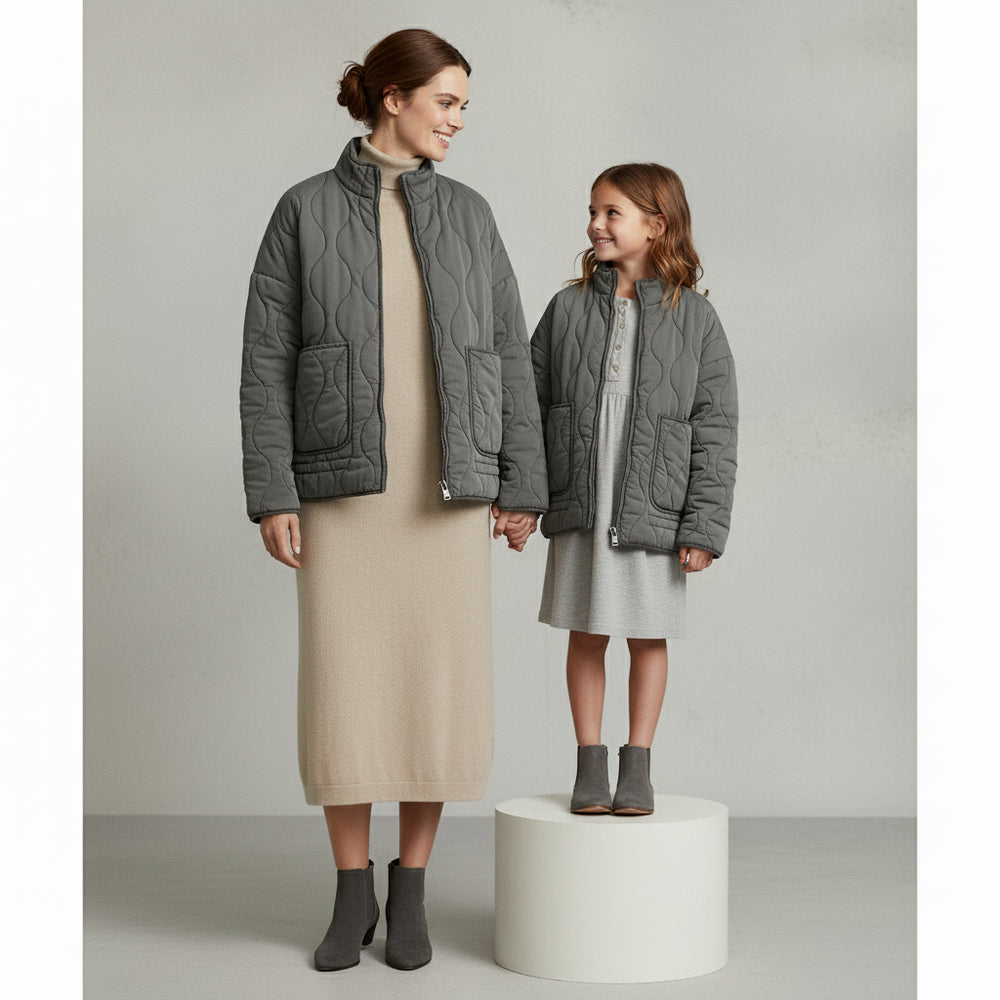 Lässige Damen Steppjacke aus Baumwolle | Herbst | Stehkragen