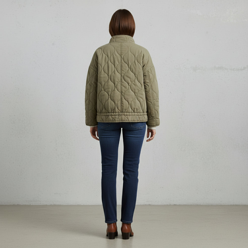 Lässige Damen Steppjacke aus Baumwolle | Herbst | Stehkragen