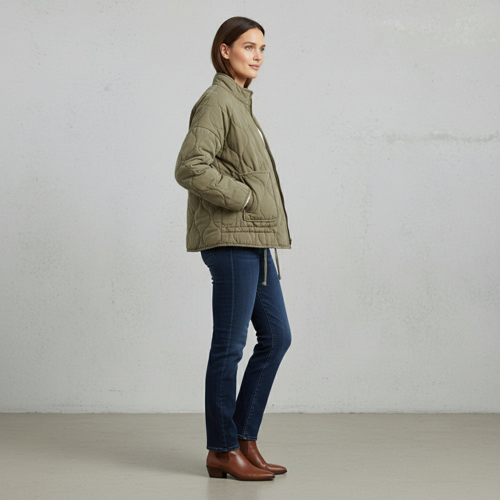 Lässige Damen Steppjacke aus Baumwolle | Herbst | Stehkragen