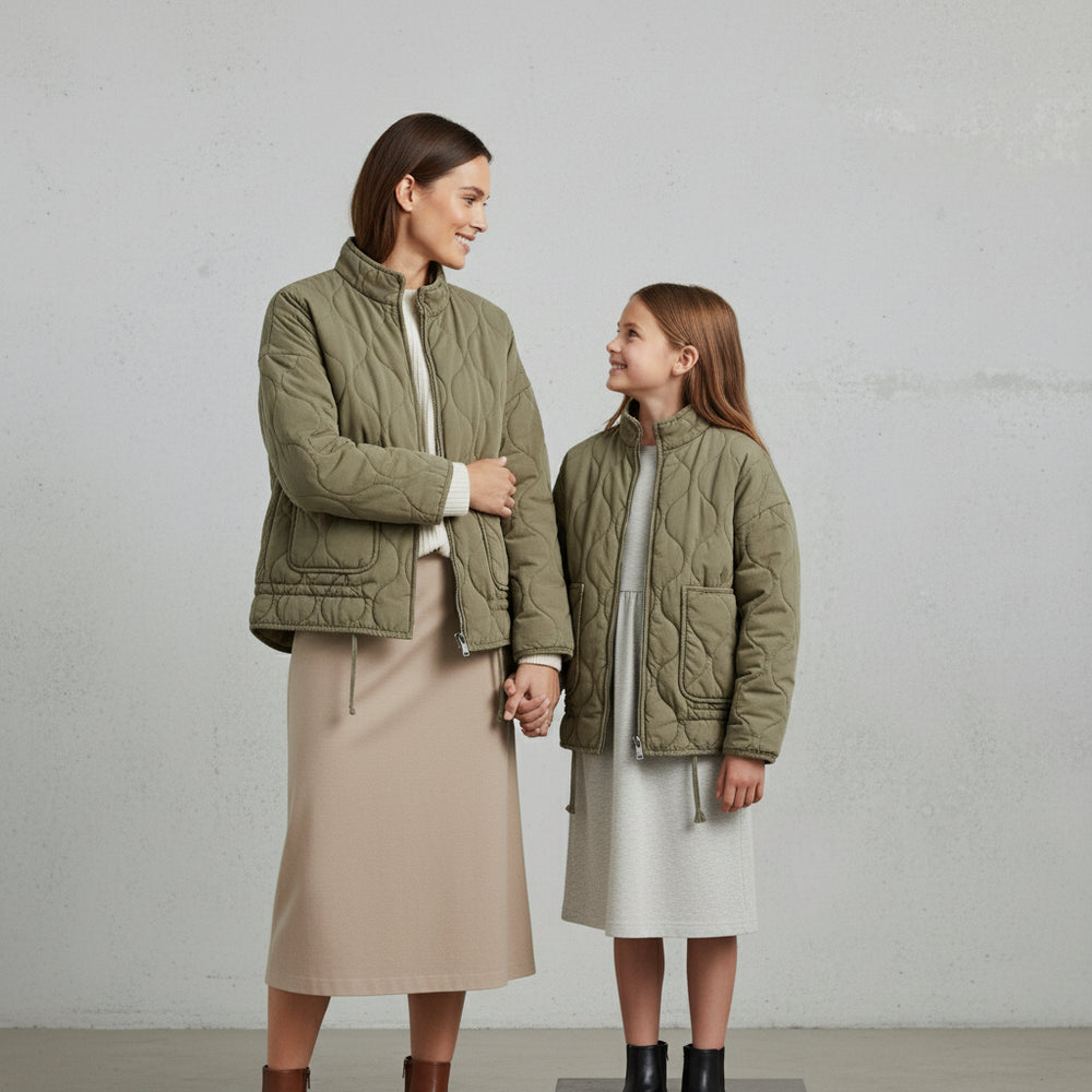 Lässige Damen Steppjacke aus Baumwolle | Herbst | Stehkragen