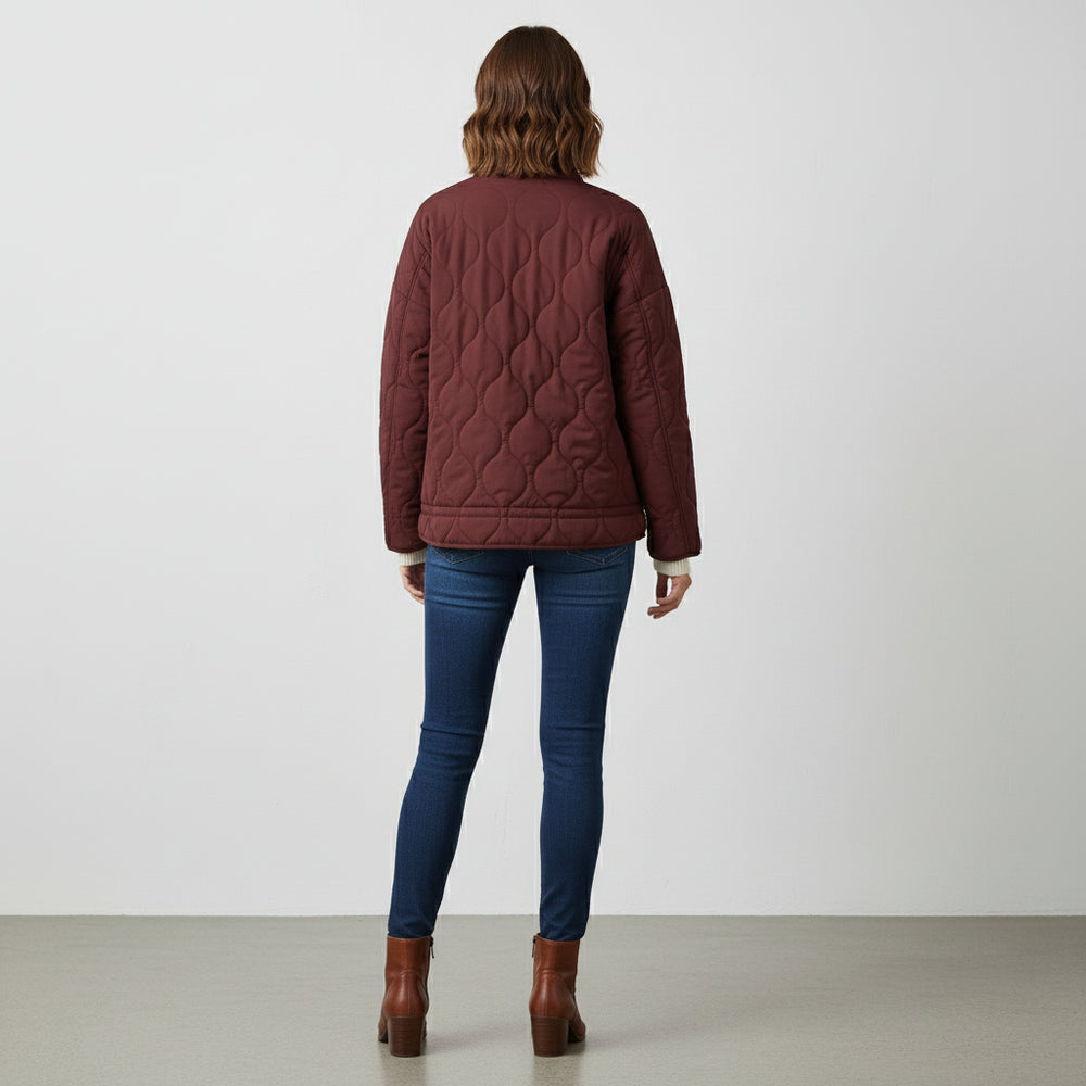Lässige Damen Steppjacke aus Baumwolle | Herbst | Stehkragen