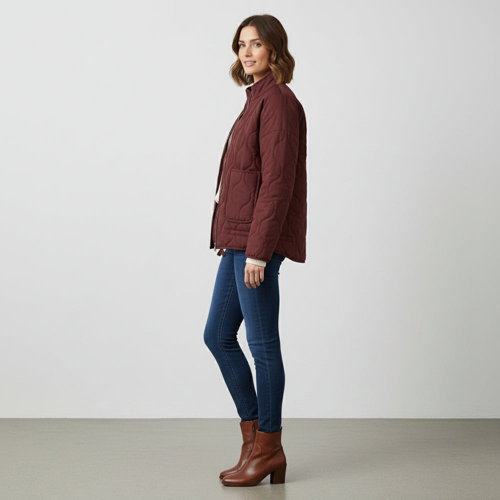 Lässige Damen Steppjacke aus Baumwolle | Herbst | Stehkragen