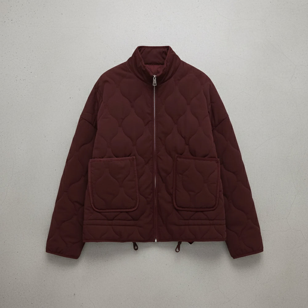 Lässige Damen Steppjacke aus Baumwolle | Herbst | Stehkragen