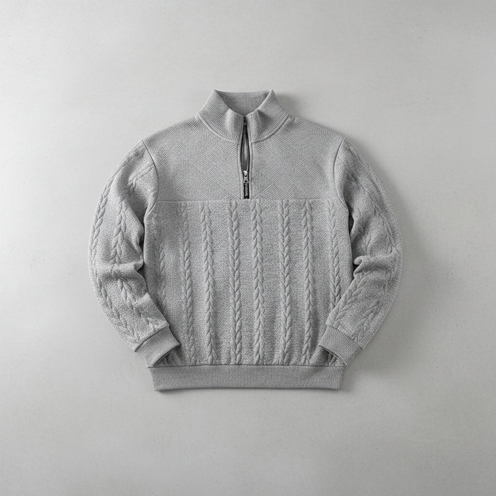 Damen Strickpullover | Stehkragen Reißverschluss | Herbst