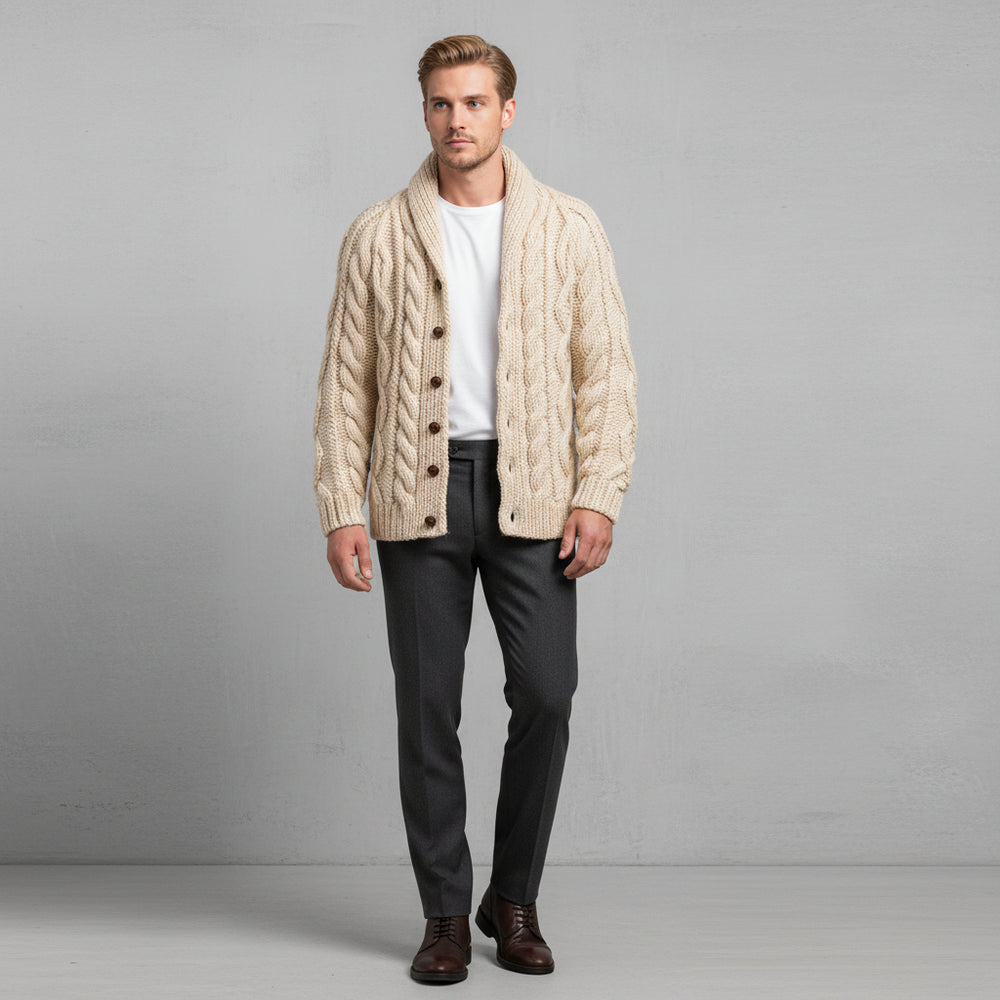 Warmer Herren Strickpullover | Zopfmuster | Winter