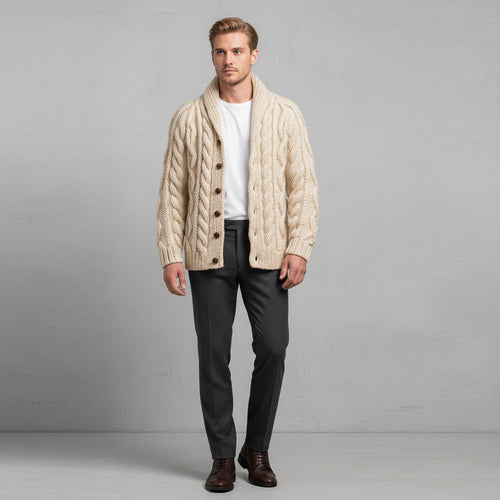 Warmer Herren Strickpullover | Zopfmuster | Winter