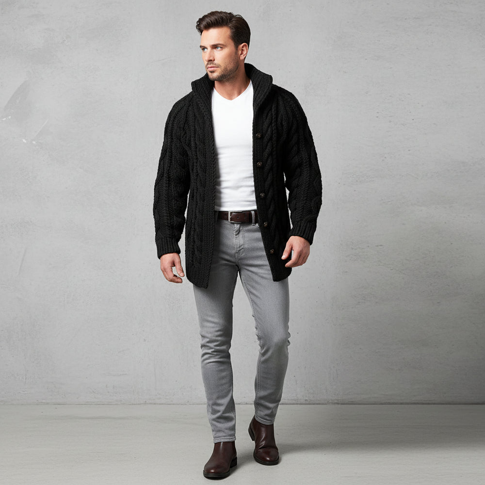 Warmer Herren Strickpullover | Zopfmuster | Winter