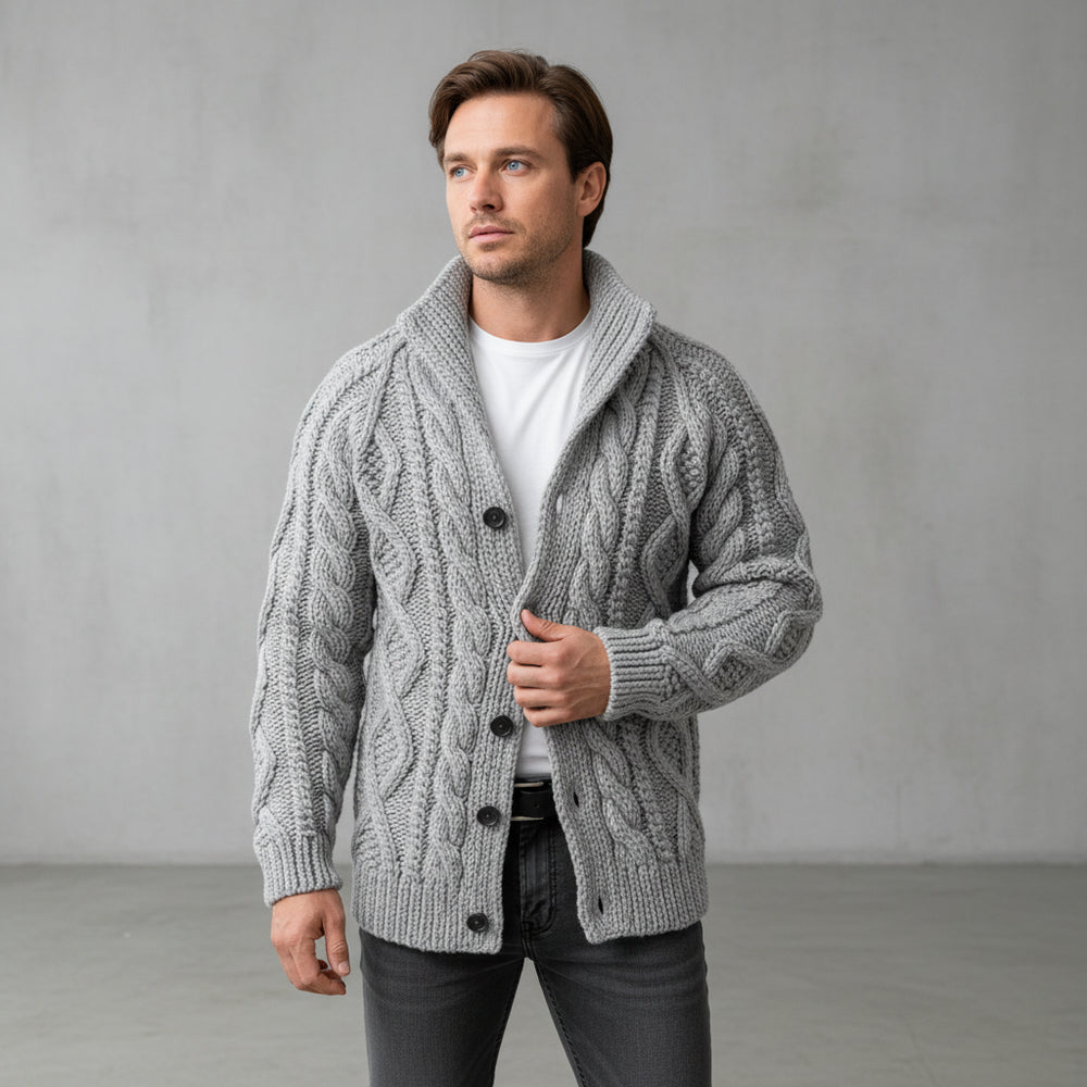 Warmer Herren Strickpullover | Zopfmuster | Winter