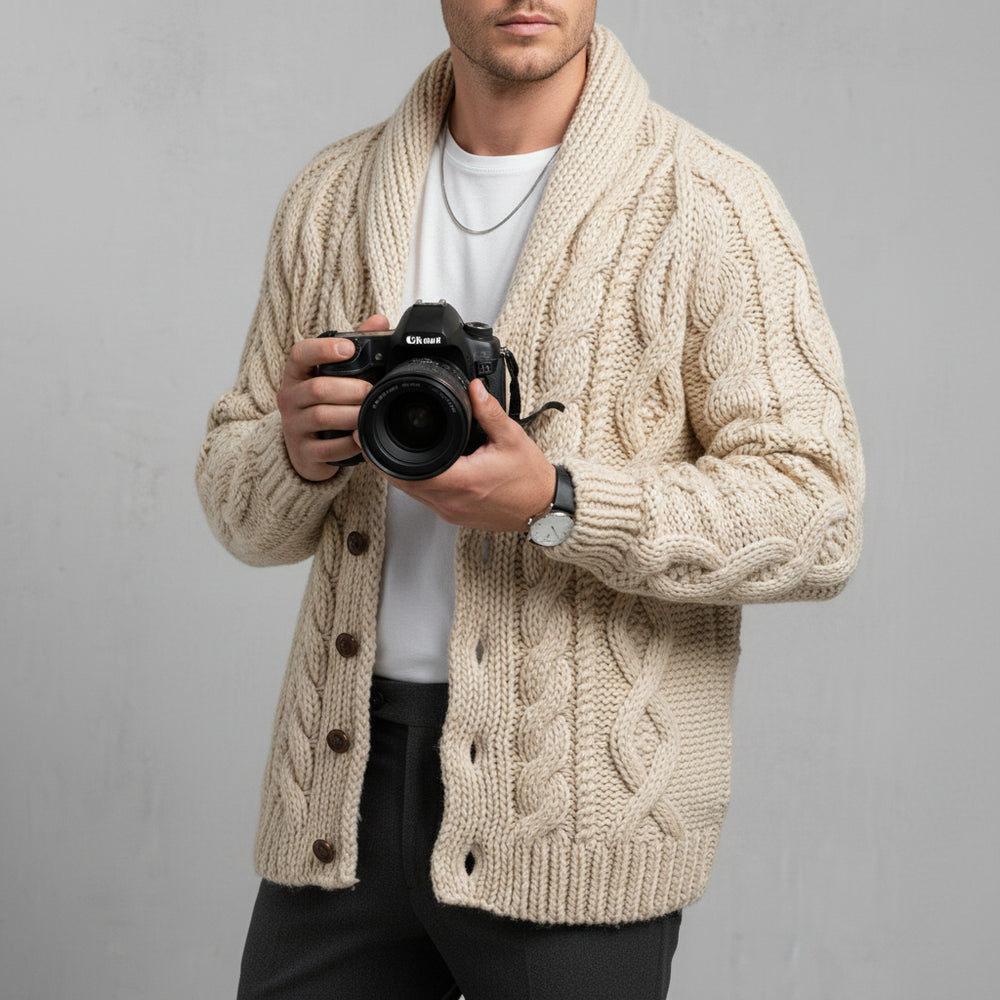 Warmer Herren Strickpullover | Zopfmuster | Winter