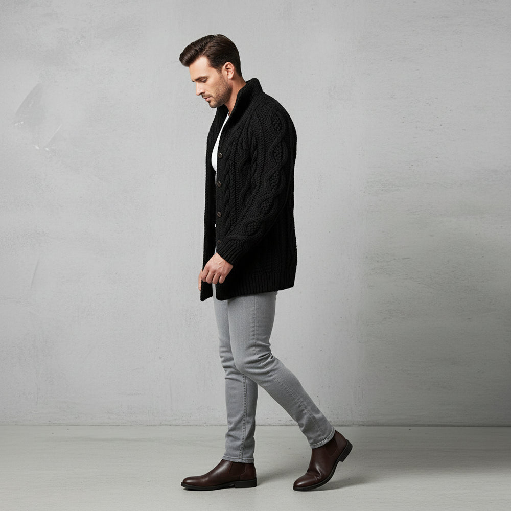 Warmer Herren Strickpullover | Zopfmuster | Winter